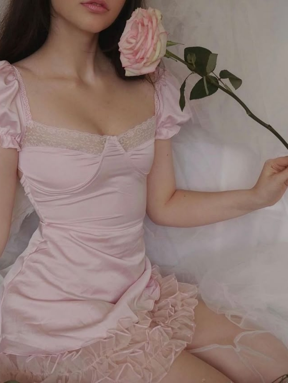 Dolls Kill Serpenti Ballerina Bellina Pink Mini Dress Large Babydoll Coquette